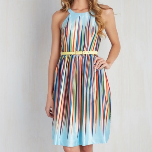 Modcloth rainbow what’s the zeal high neck dress size small - Picture 1 of 6